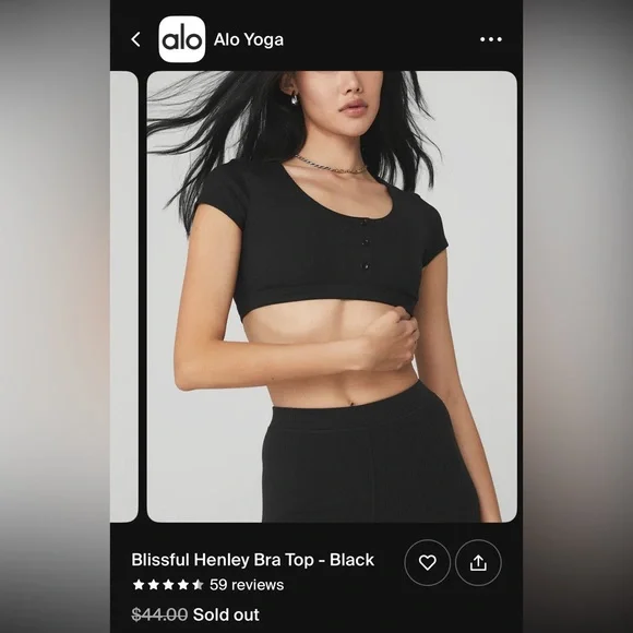 Alo yoga blissful Henley bra top - Picture 2 of 5